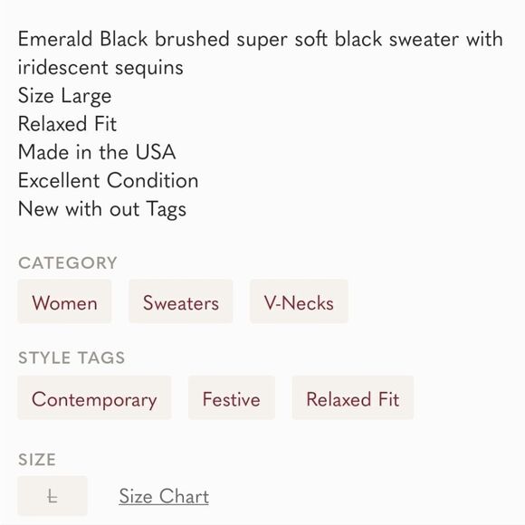 NWOT Emerald Sz L oversize sweater Sequin collar SWAG YOUR SWEATS - Picture 7 of 8